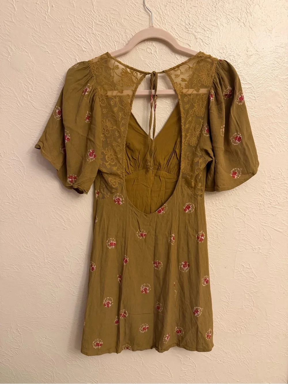 Free People Mustard Floral Open-Back Mini Dress - Picture 3 of 12